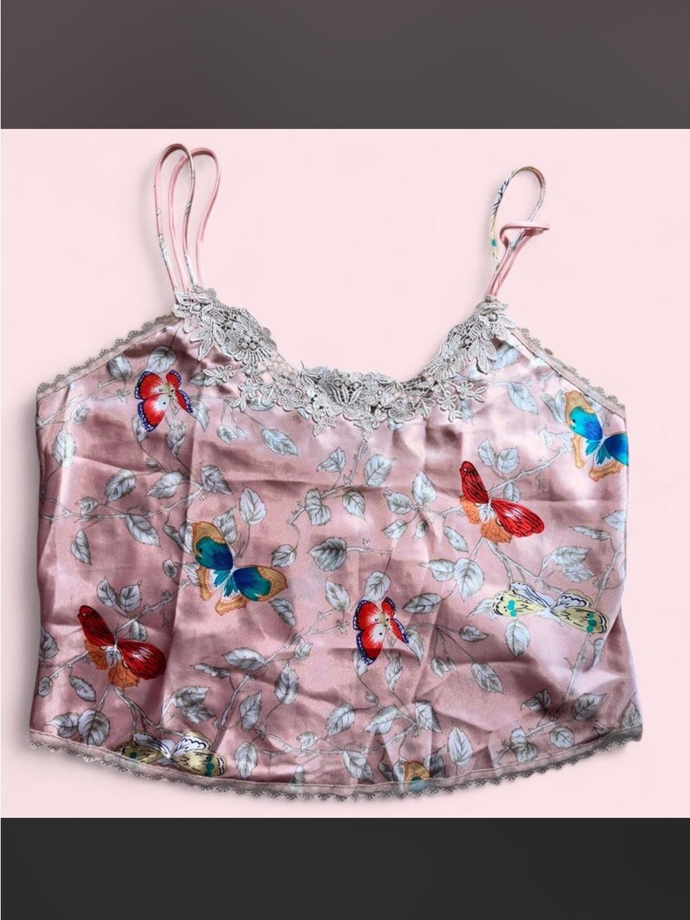 Vintage 2003 Victoria’s Secret Gold Label Coquette Pink Lace Butterfly Tank